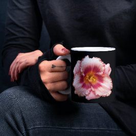 Rosa Taglilie blühen auf schwarzem Blumen Tasse