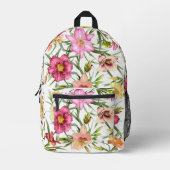 Rosa Taglilie Blume Botanische Kunst Bedruckter Rucksack (Vorderseite)