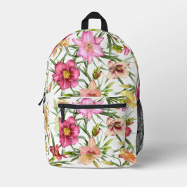 Rosa Taglilie Blume Botanische Kunst Bedruckter Rucksack