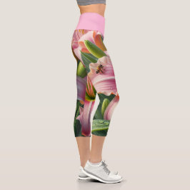 Rosa Taglilie Capri Leggings