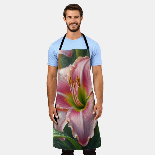 Rosa Taglilie Schürze (Getragen)