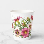 Rosa Taglilien Botanische Kunst Pappbecher (Rückseite)