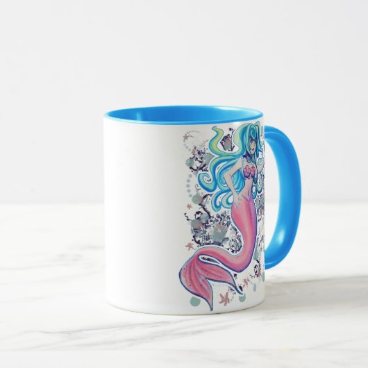 Rosa Tailfin-Meerjungfrau Tasse (VorderseiteRechts)