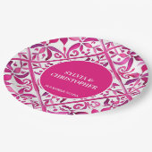 Rosa Talavera Hochzeitmonogramm gedruckt Pappteller (Schrägansicht)