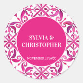 Rosa Talavera Hochzeitmonogramm gedruckt Runder Aufkleber (Vorderseite)