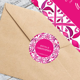 Rosa Talavera Hochzeitmonogramm gedruckt Runder Aufkleber