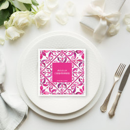 Rosa Talavera Hochzeitmonogramm gedruckt Serviette