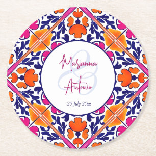 Rosa Talavera Hochzeitsgeschenke im Vintage-Mexika Runder Pappuntersetzer
