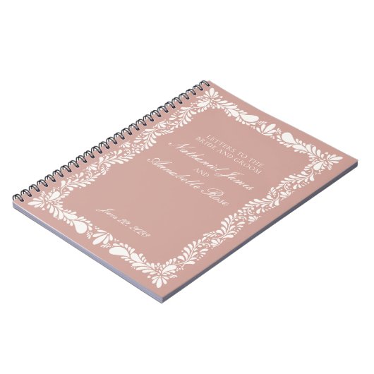 Rosa Talavera Tile Hochzeitsbriefe & Groom Notizblock (Linke Seite)