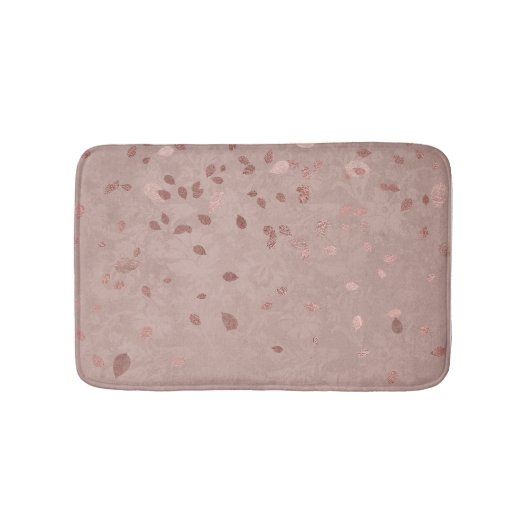 Rosa Tan Brown Shiny Gold Elegante Random-Blätter Badematte (Vorderseite)