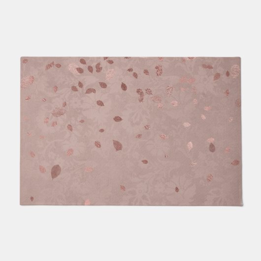 Rosa Tan Brown Shiny Gold Elegante Random-Blätter Fußmatte (Vorderseite)