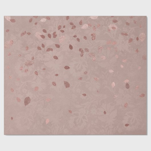 Rosa Tan Brown Shiny Gold Elegante Random-Blätter Geschenkpapier (Flach)