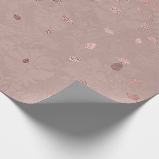 Rosa Tan Brown Shiny Gold Elegante Random-Blätter Geschenkpapier (Ecke)