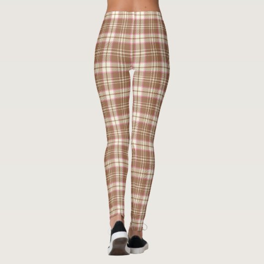 Rosa, Tan, Creme Karierte Leggings (Rückseite)
