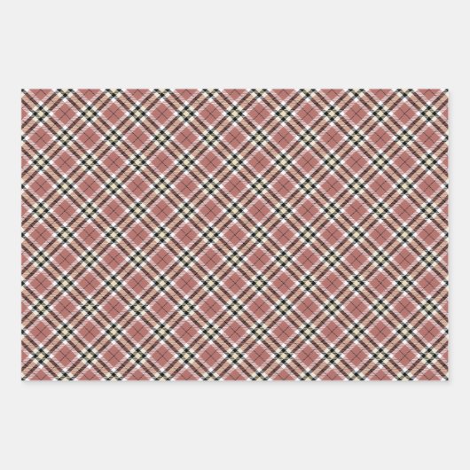 Rosa, Tan und Schwarz Kariert Geschenkpapier Set (Vorderseite 2)