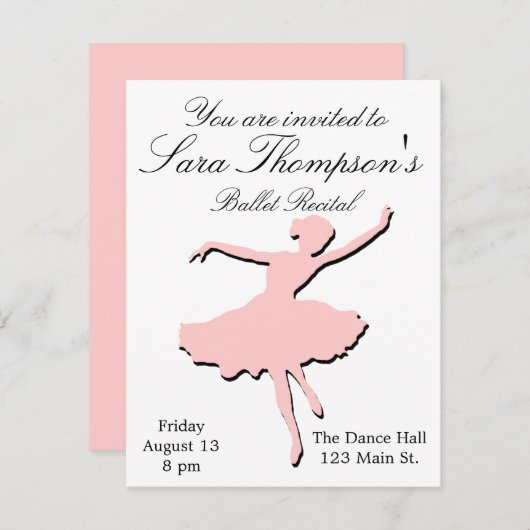 Rosa Tanz-Erwägungsgrunden-Einladung Einladung (Vorne/Hinten)