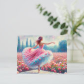 Rosa Tanzen Postkarte (Stehend Vorderseite)