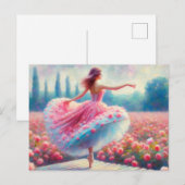 Rosa Tanzen Postkarte (Vorne/Hinten)