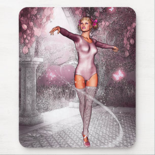 Rosa tanzende Ballerina und schöne Schmetterlinge Mousepad