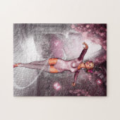 Rosa tanzende Ballerina und schöne Schmetterlinge Puzzle (Horizontal)