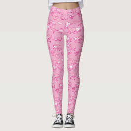 Rosa tanzende Herzen LOving Paare Valentine Leggings