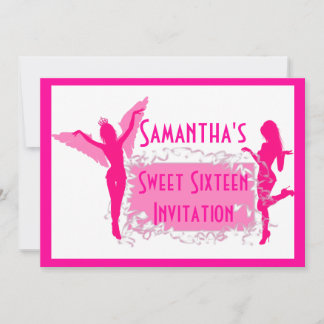 Rosa Tänzer 16 . Geburtstag Einladung