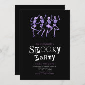 Rosa Tanzskelette Minimalistisches Halloween-Party Einladung (Vorne/Hinten)