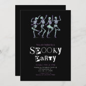 Rosa Tanzskelette Minimalistisches Halloween-Party Einladung (Vorne/Hinten)