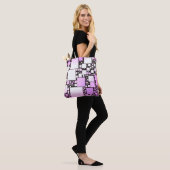 Rosa Tanztasche mit weißem Quadrat Tasche (Am Model)