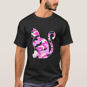 Rosa Tarndruck Katzen-Silhouette Tarnung Frauen Mä T-Shirt
