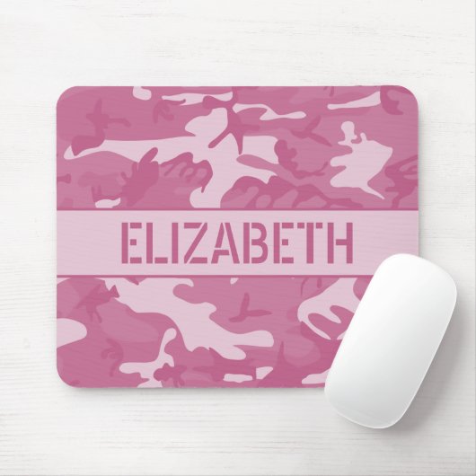 Rosa Tarndruck mit Monogramm Mousepad (Mit Mouse)