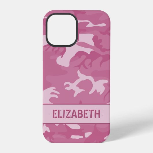 Rosa Tarnmuster Monogramm iPhone Hülle (Rückseite)