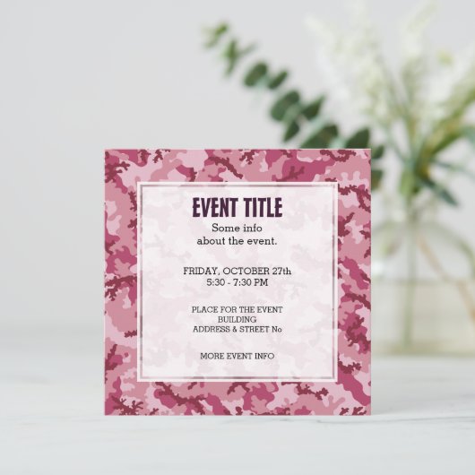 Rosa Tarnung Einladung (Stehend Vorderseite)