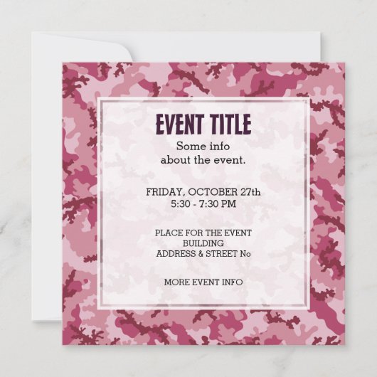 Rosa Tarnung Einladung (Vorderseite)