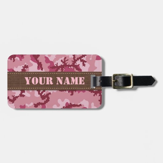 Rosa Tarnung Gepäckanhänger (Vorderseite horizontal)