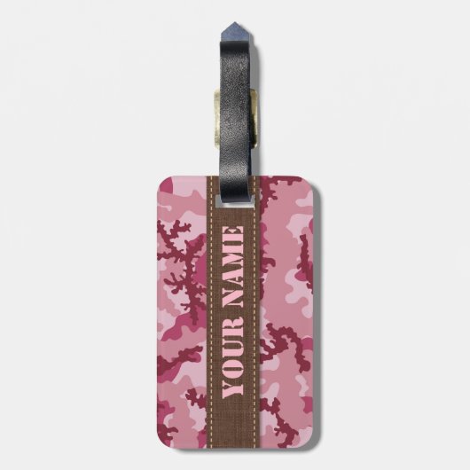 Rosa Tarnung Gepäckanhänger (Rückseite vertikal)