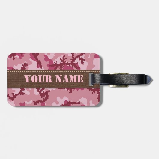 Rosa Tarnung Gepäckanhänger (Rückseite horizontal)