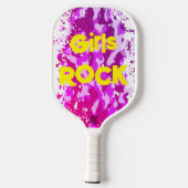 Rosa Tarnung mit gelbem Text | Pickleball Schläger (Rückseite)