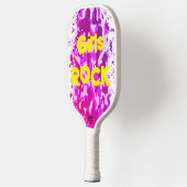 Rosa Tarnung mit gelbem Text | Pickleball Schläger (Links)