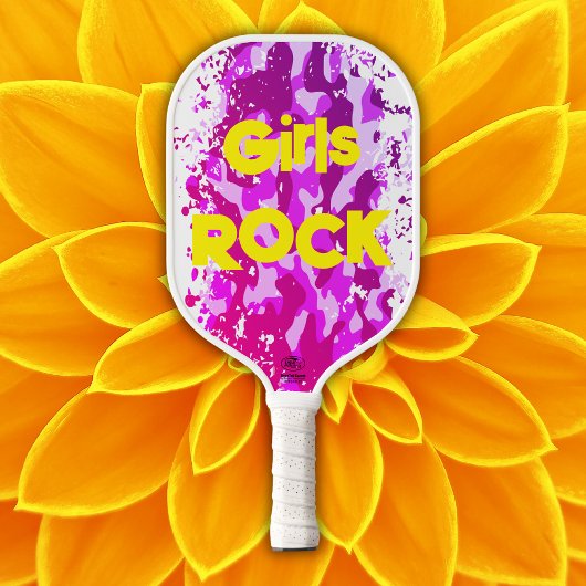 Rosa Tarnung mit gelbem Text | Pickleball Schläger
