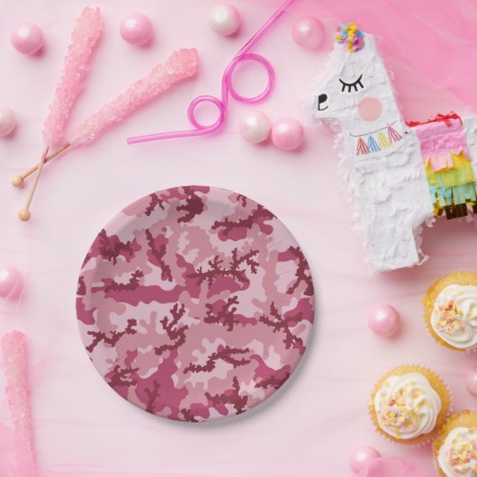 Rosa Tarnung Pappteller (Party)