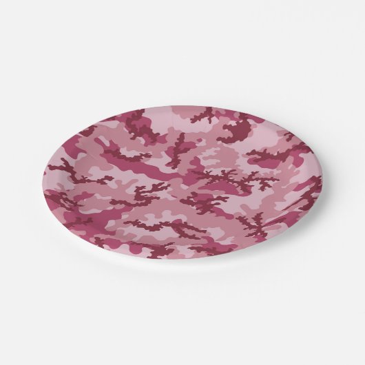 Rosa Tarnung Pappteller (Schrägansicht)