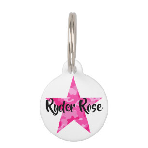 Rosa Tarnungs-Stern-Haustier-Umbau mit Namen Haustiermarke