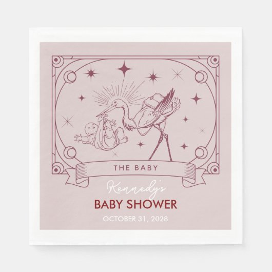 Rosa Tarot Babydusche Napkin Serviette (Vorderseite)