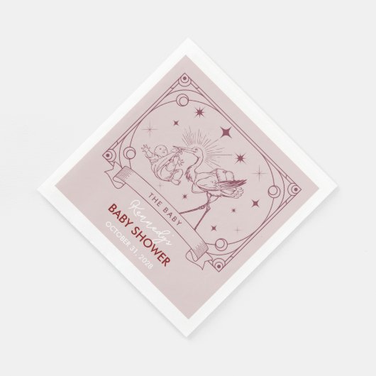 Rosa Tarot Babydusche Napkin Serviette (Ecke)