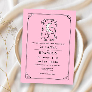 Rosa Tarot-Hochzeit  Einladung