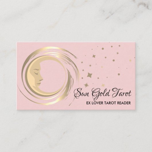 Rosa Tarot Reader Stars Moon Sun Celestial Visitenkarte (Vorderseite)