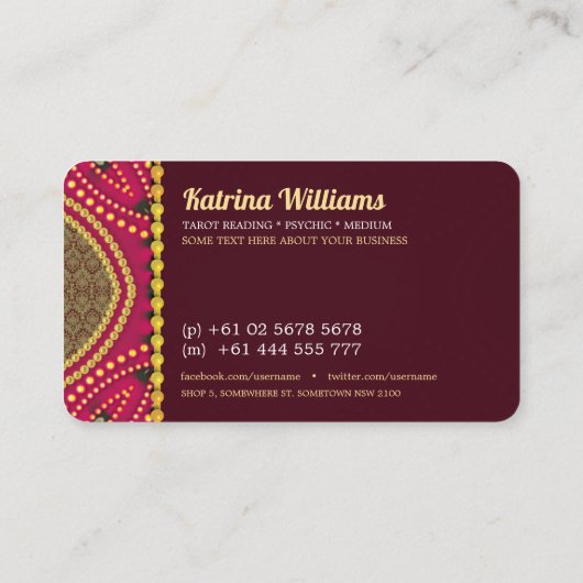 Rosa Tarot Reader Visitenkarte (Rückseite)