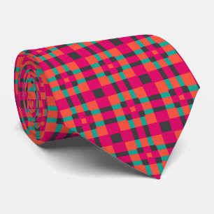 rosa Tartan Geometrisches Muster Krawatte
