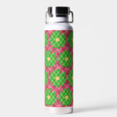 Rosa Tartan/hellgrüner Tischtuch Trinkflasche (Rückseite)